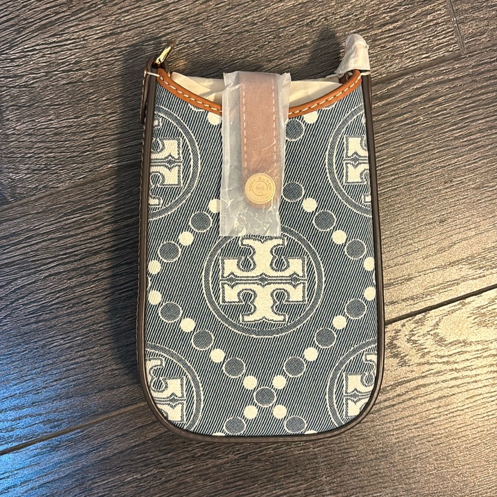 Tory Burch monogram denim phone crossbody